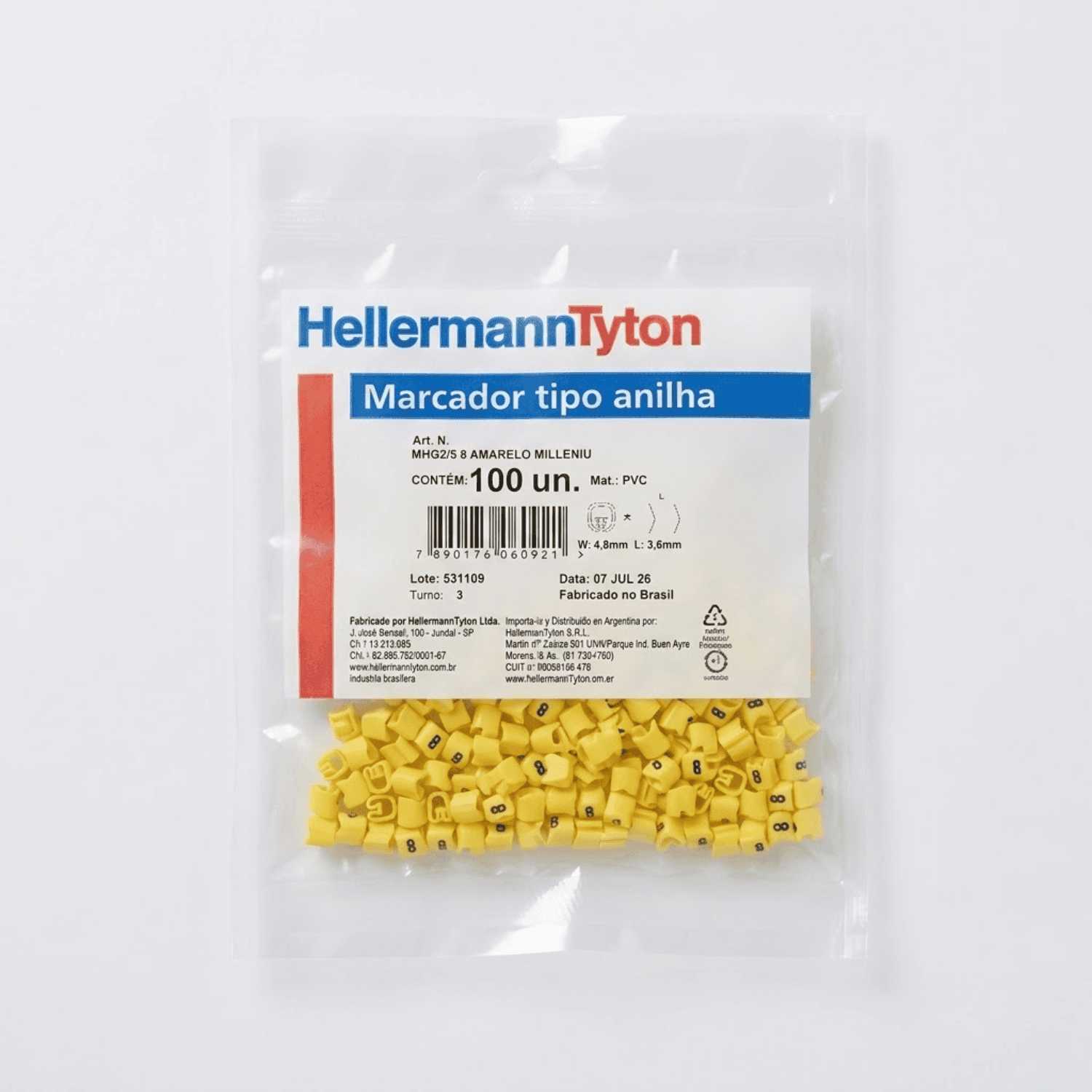 Anilha amarelo oito hellermann