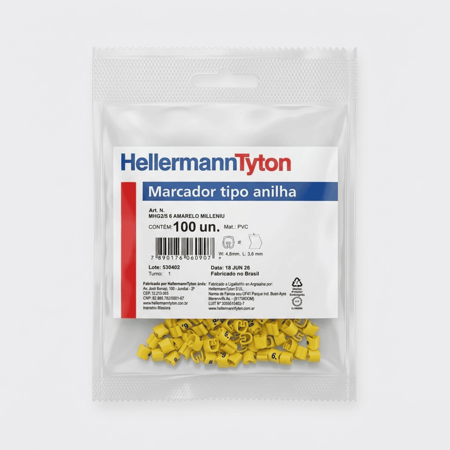 Anilha amarelo seis hellermann