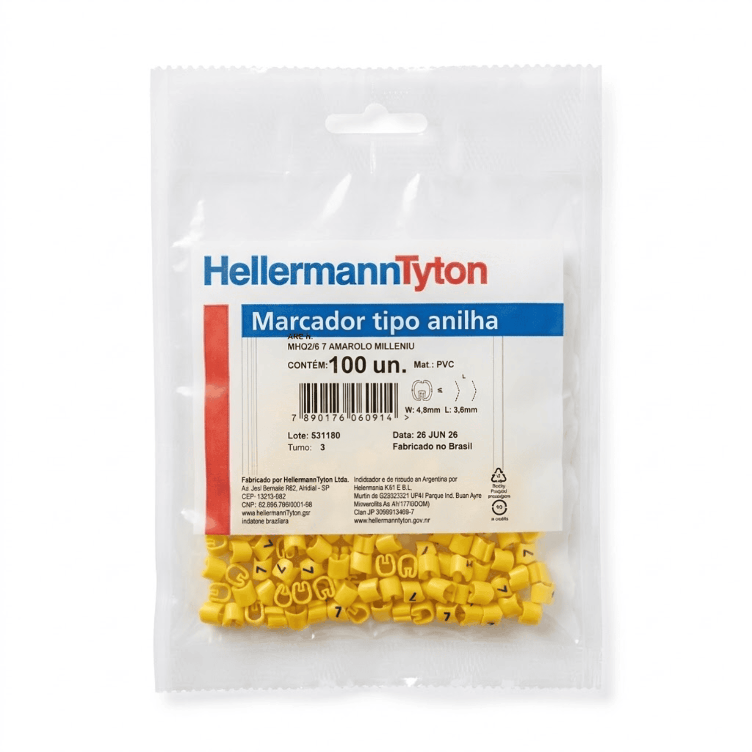 Anilha amarelo sete hellermann