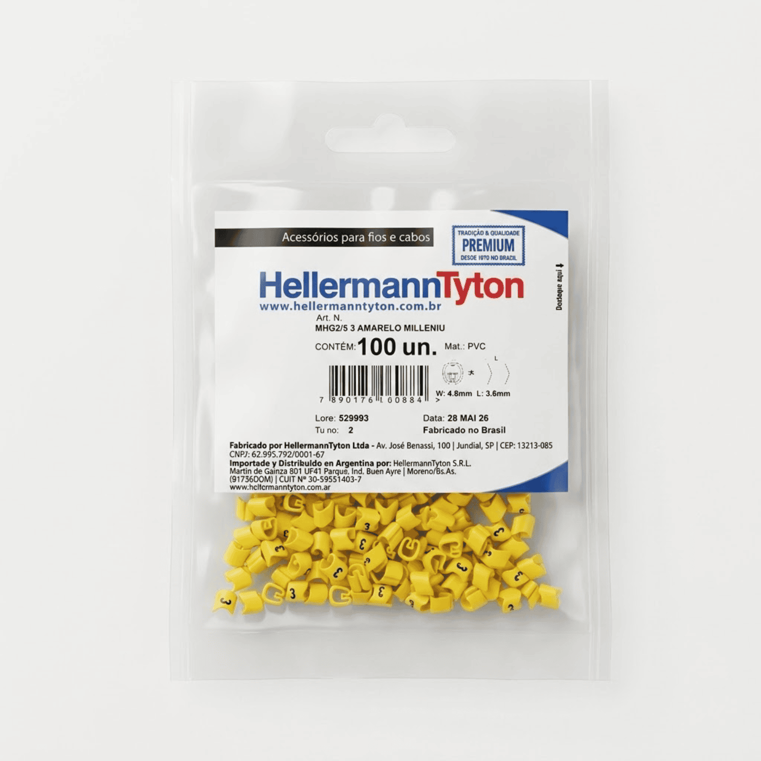 Anilha amarelo tres hellermann
