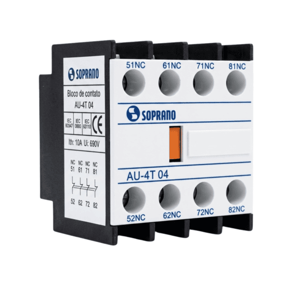 Bloco de Contato Auxiliar 4 NF para Contator AU-4T 04 - Soprano