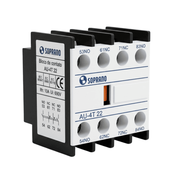 Bloco de Contato Auxiliar 2 NA + 2 NF para Contator AU-4T 22 - Soprano