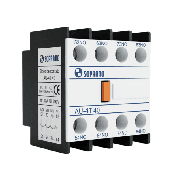 Bloco de Contato Auxiliar 4 NA para Contator AU-4T 40 - Soprano