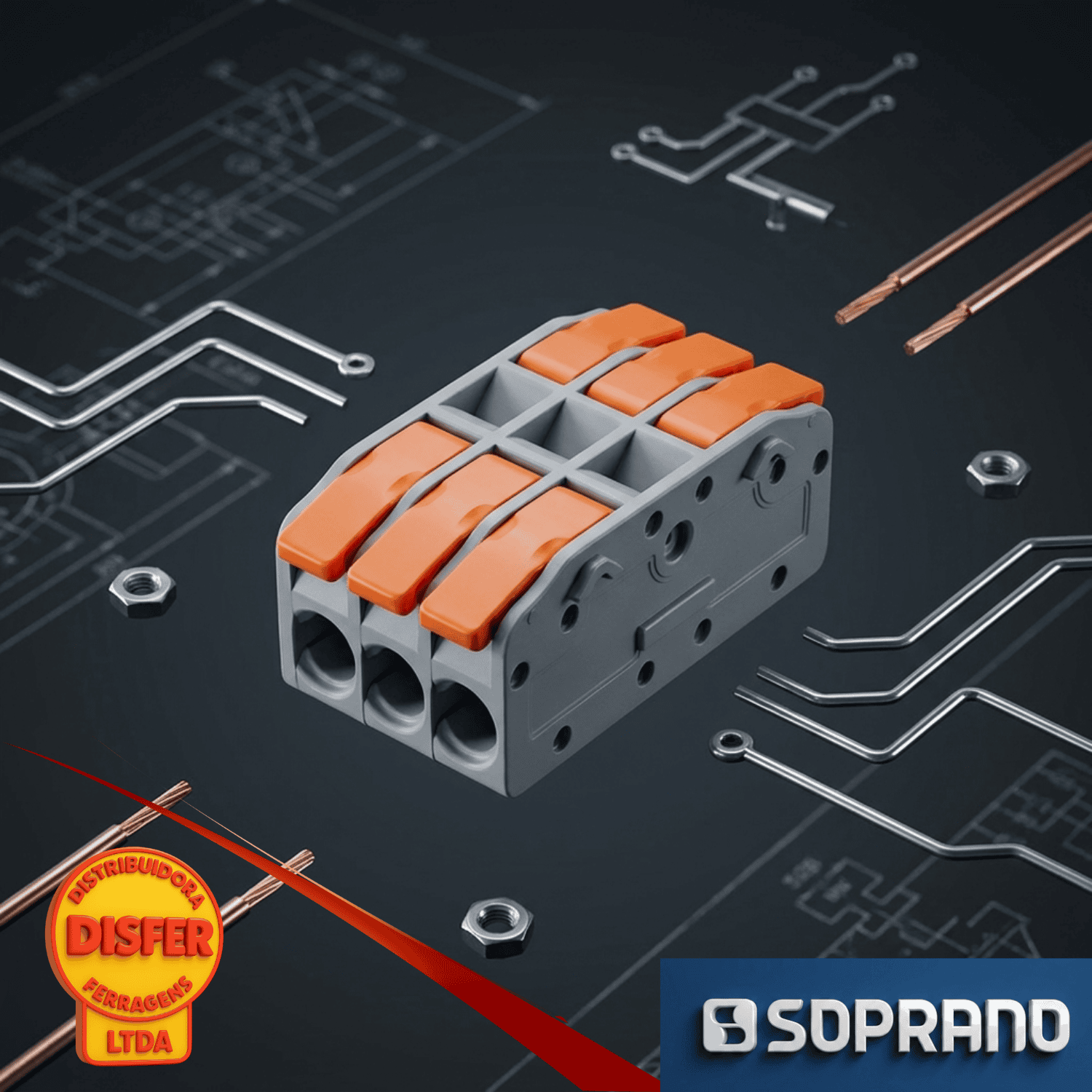 COnector de emenda rápida 3 Vias 41A Soprano-