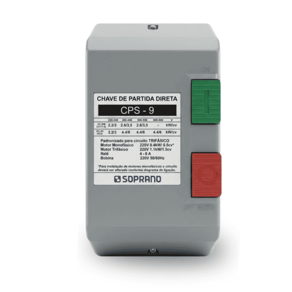 Chave Magnética de Partida Trifásico 1,5CV 4,0-6,0A 220V - Soprano