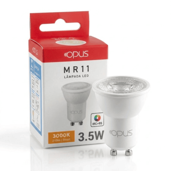Lâmpada LED Mini Dicróica IRC 95 GU10 MR11 3,5W 210lm 3000K Bivolt – Opus