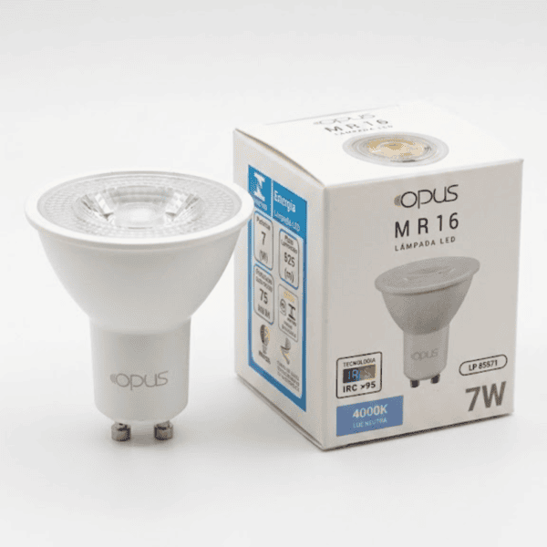 Lâmpada LED Dicróica GU10 MR16 7W 525lm 4000K IRC95 Bivolt - Opus