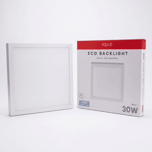 Painel LED de Sobrepor Quadrado 30W 4000K 2840lm ECO Backlight Bivolt 40cm - Opus