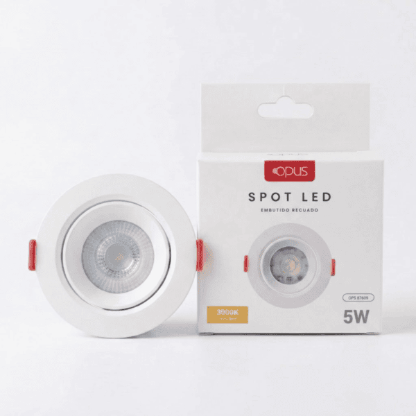 Spot LED ECO Embutir Redondo Recuado Direcionável 5W 3000K 350lm Bivolt Branco - Opus