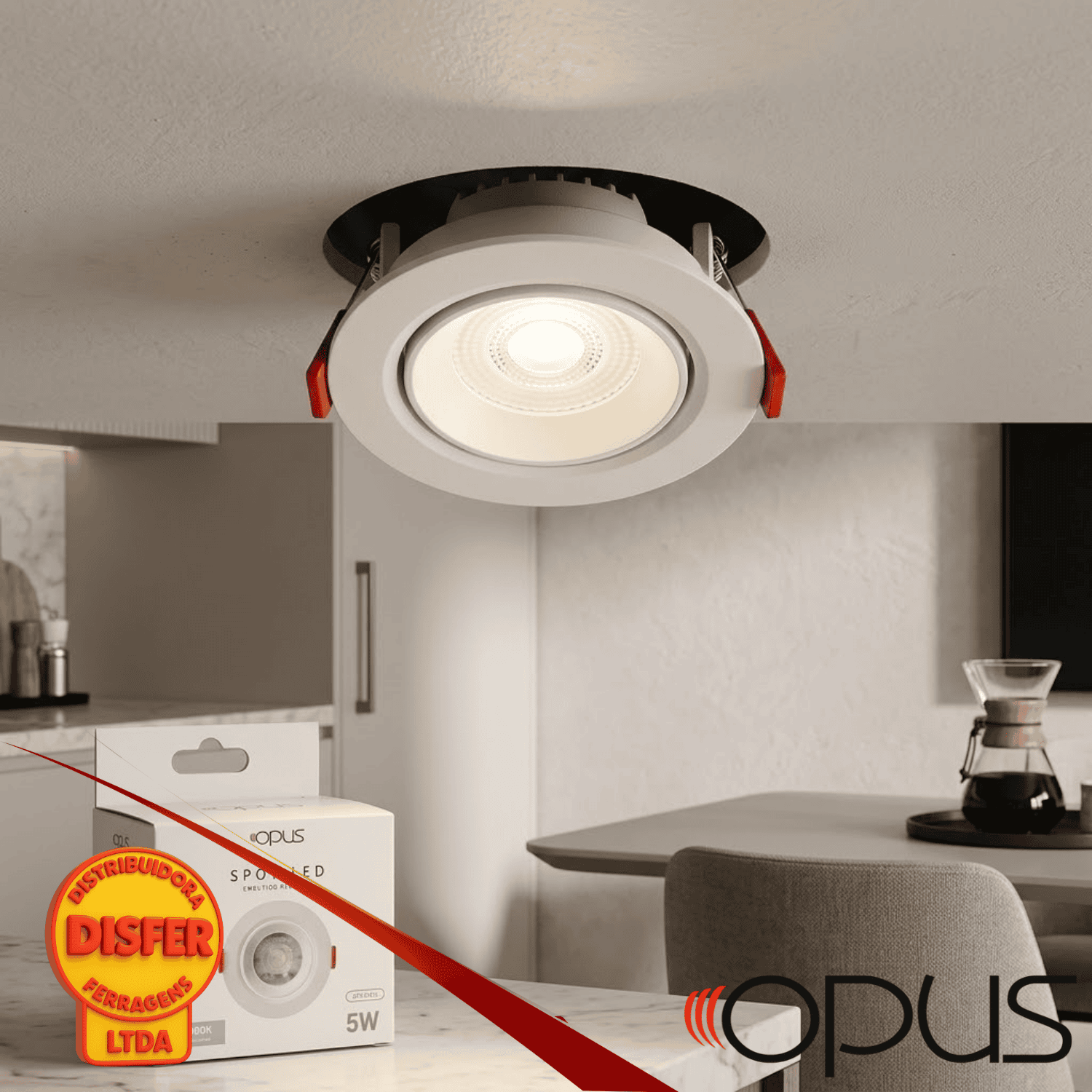 Spot Led Eco Embutir Recuado 5W 4000K 420 lm Opus---