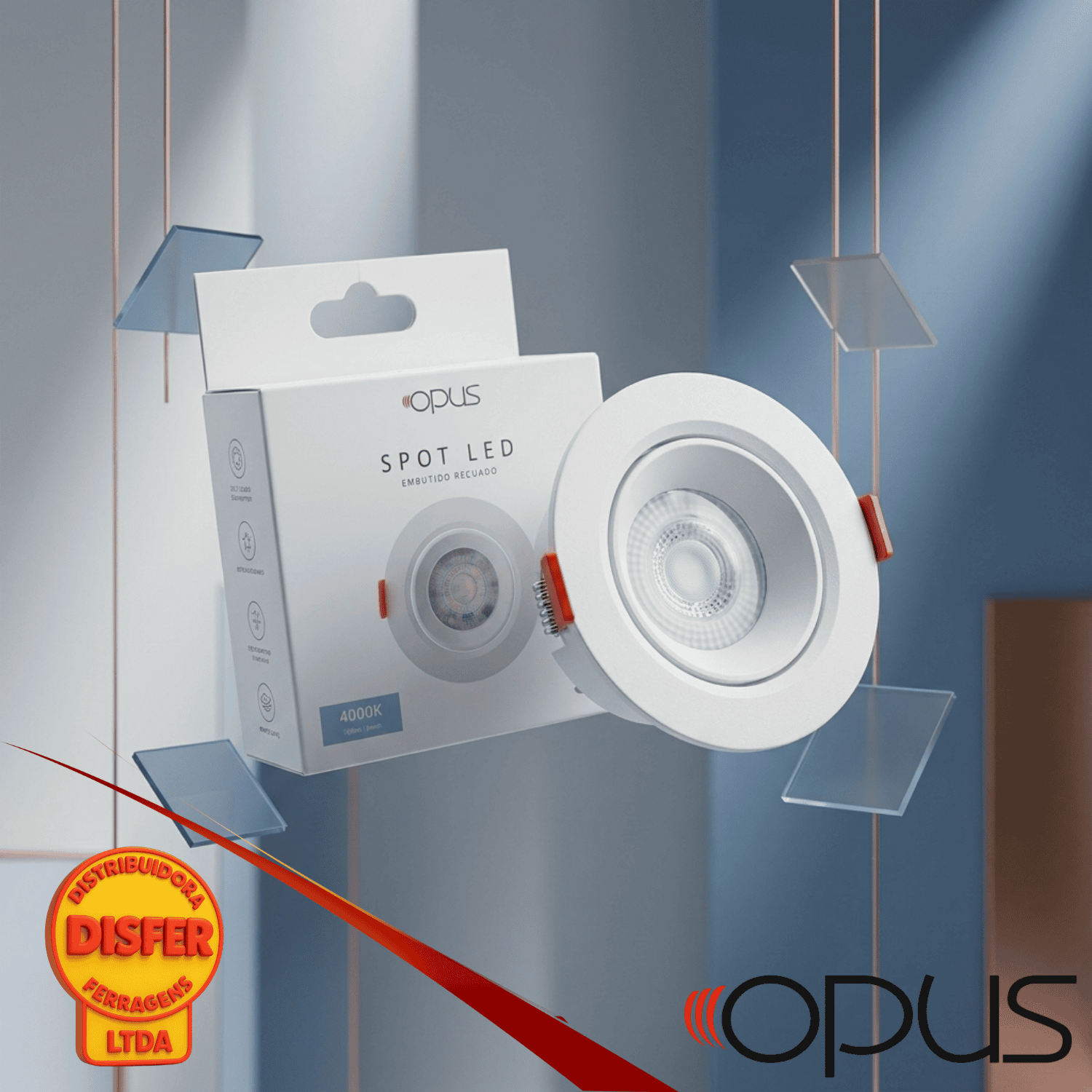 Spot Led Eco Embutir Recuado 5W 4000K 420 lm Opus-