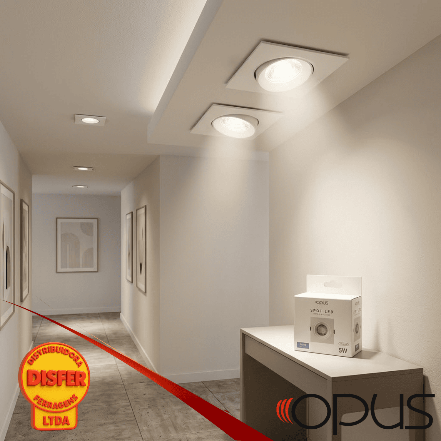 Spot Led Eco Embutir quadrado Recuado 5W 4000k Opus-