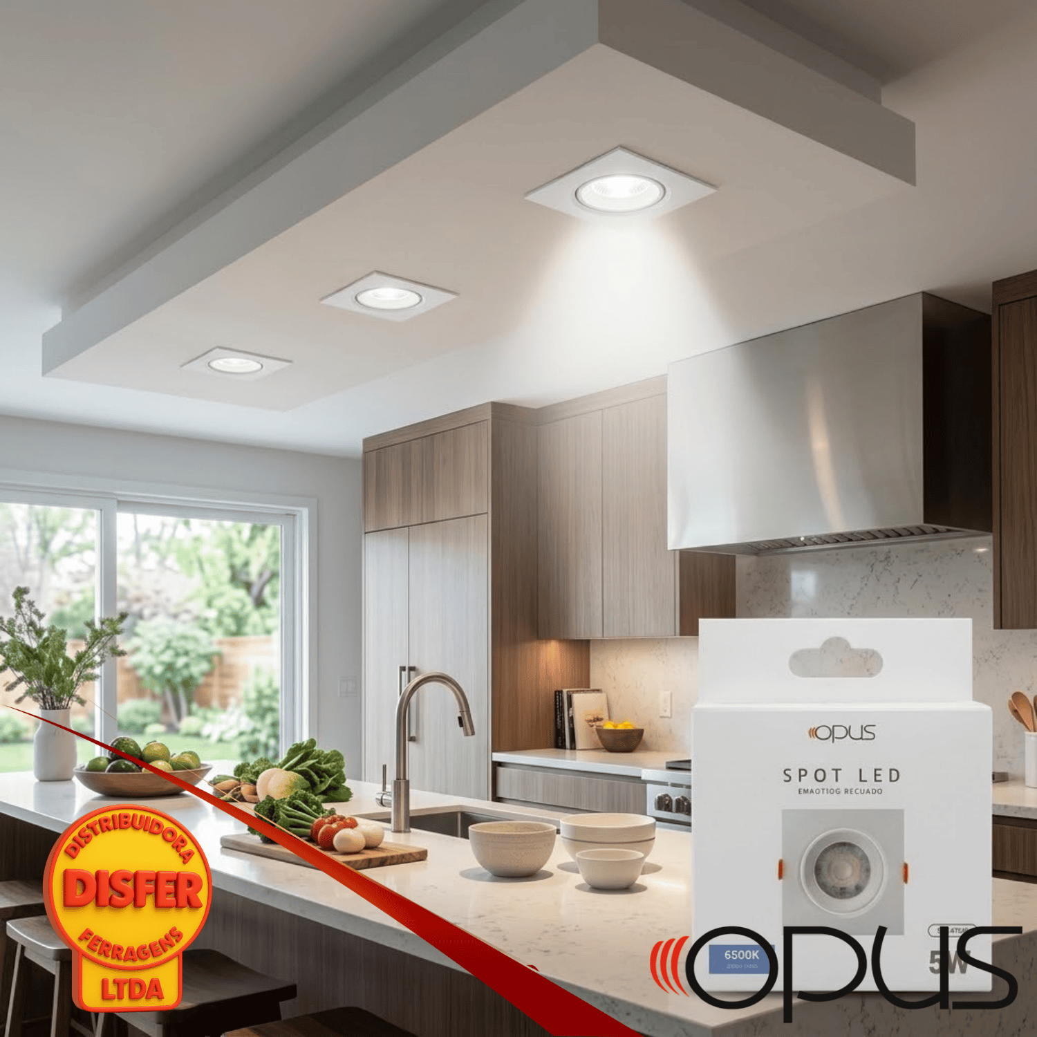 Spot Led Eco Embutir quadrado Recuado 5W 6500k Opus-