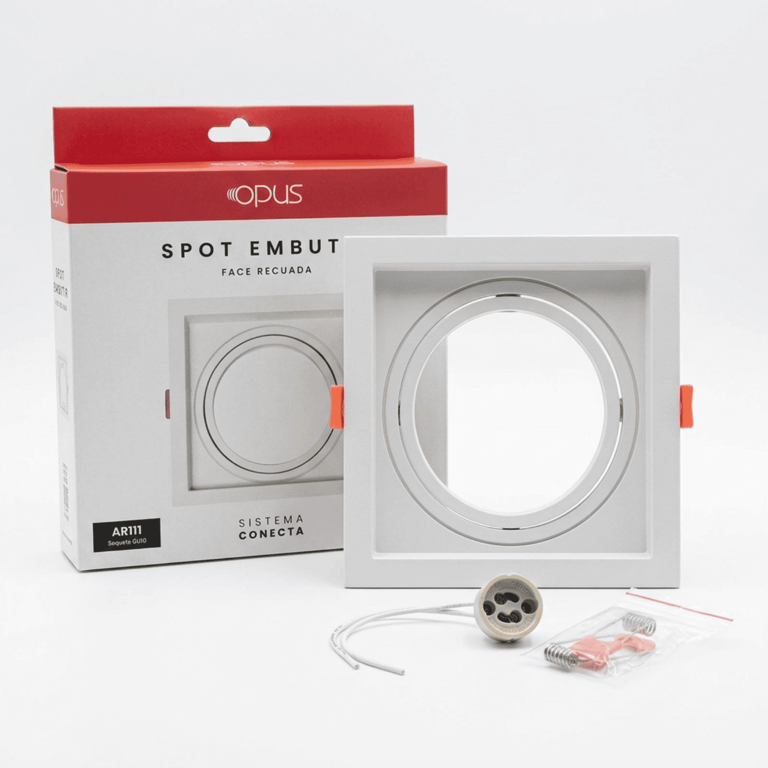 Spot embutir face recuada ar111 branco opus