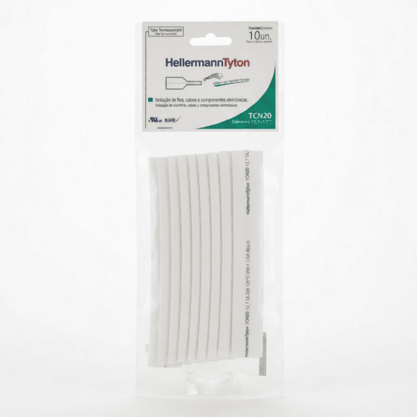 Tubo Termocontrátil 1/2" TCN20 Branco 10 unidades – Hellermann