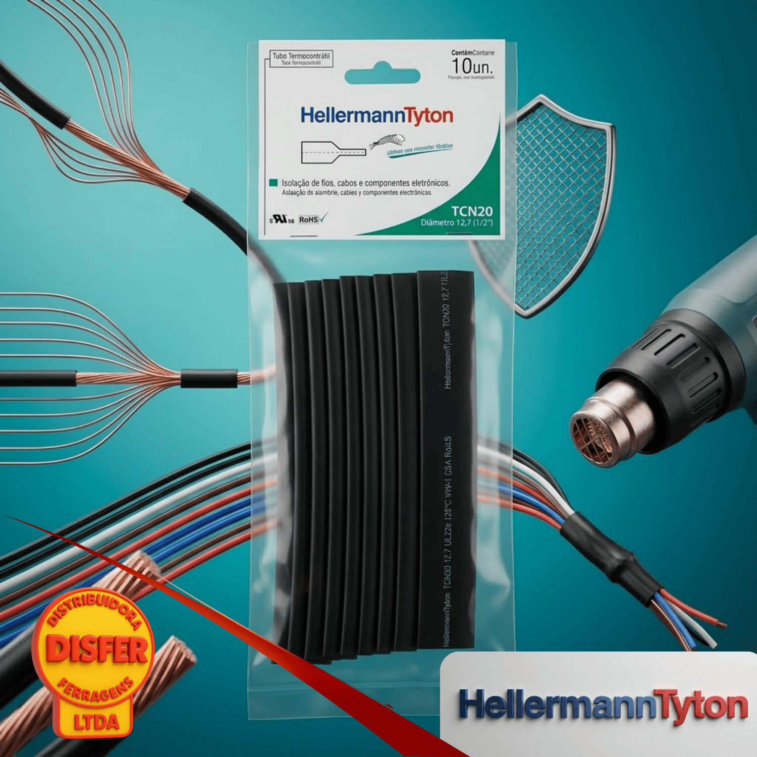 Tubo Termocontratil 12 preto-