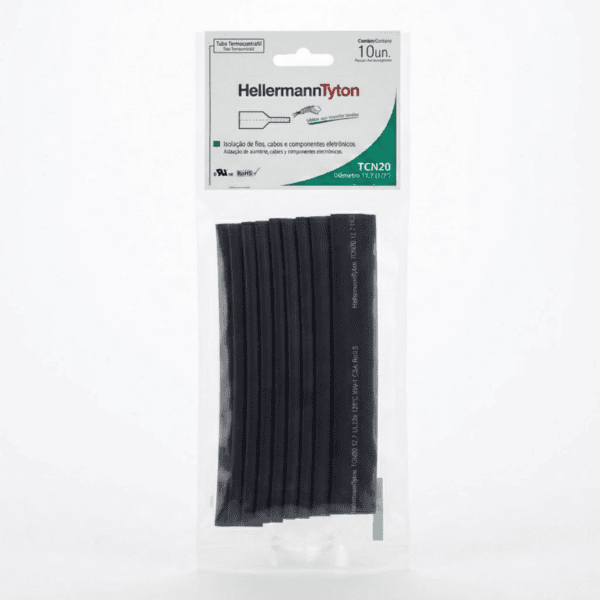 Tubo Termocontrátil 1/2" TCN20 Preto 10 unidades – Hellermann