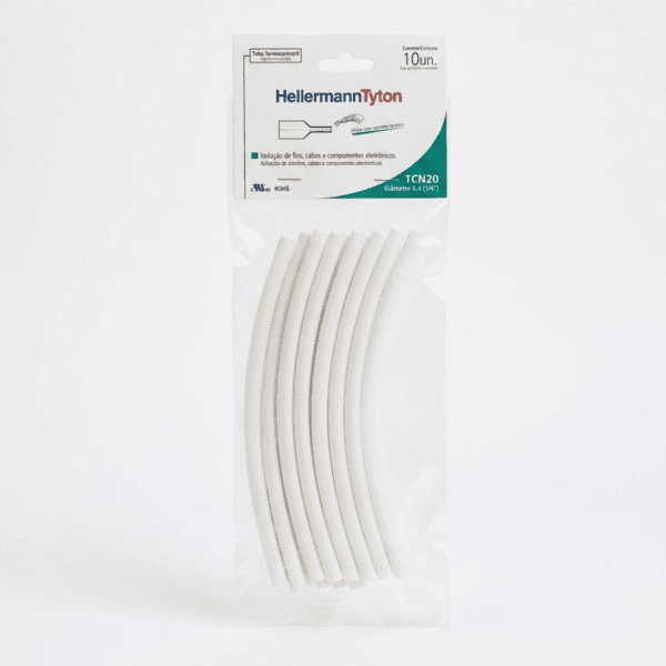 Tubo Termocontrátil 1/4" TCN20 Branco 10 unidades – Hellermann