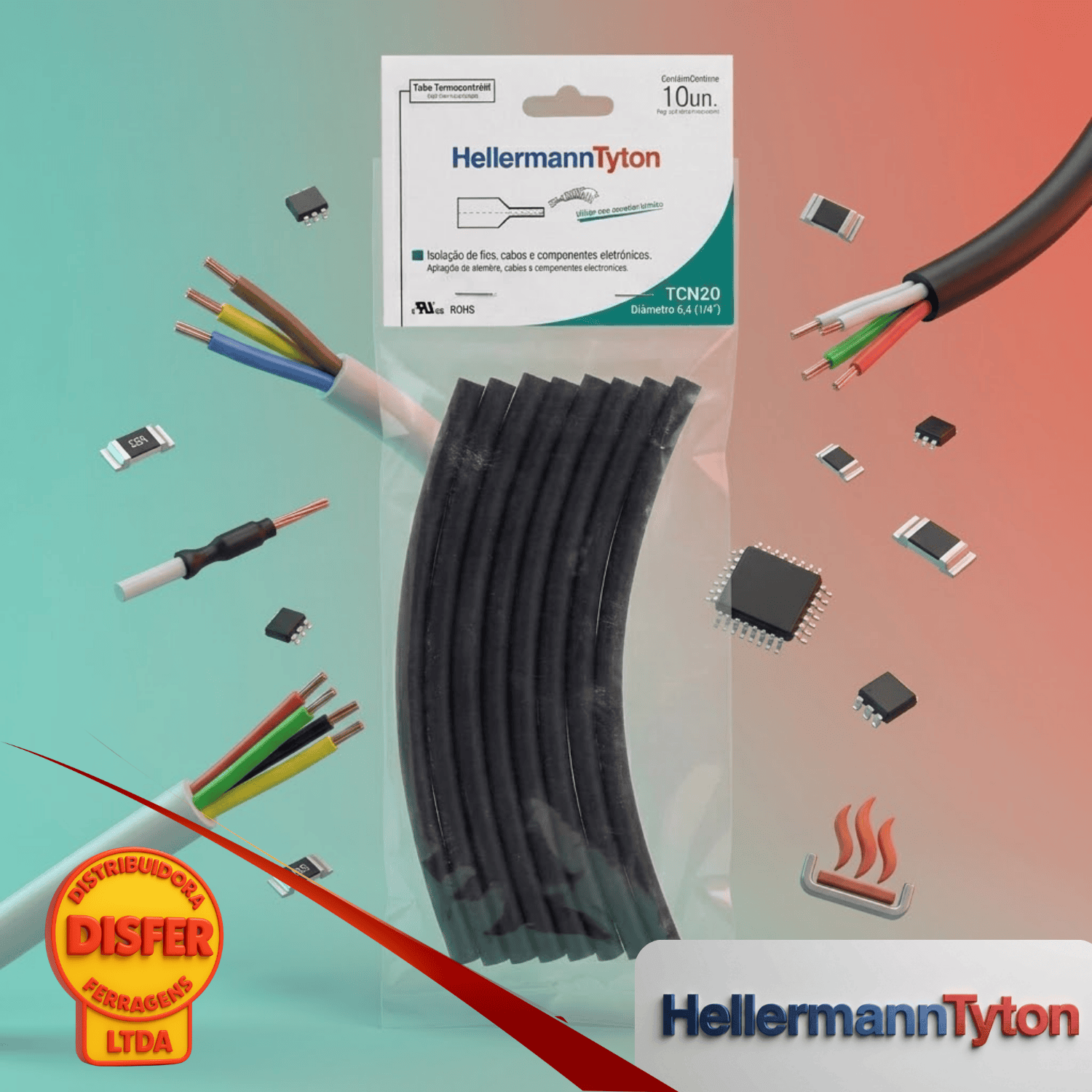Tubo Termocontratil 14 preto-
