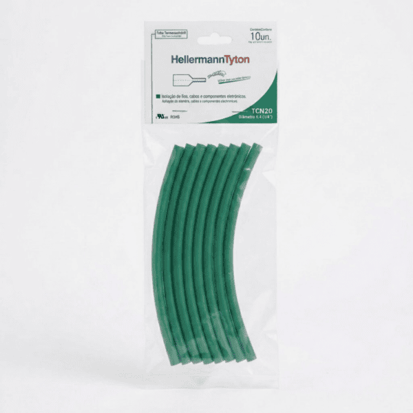 Tubo Termocontrátil 1/4" TCN20 Verde 10 unidades – Hellermann