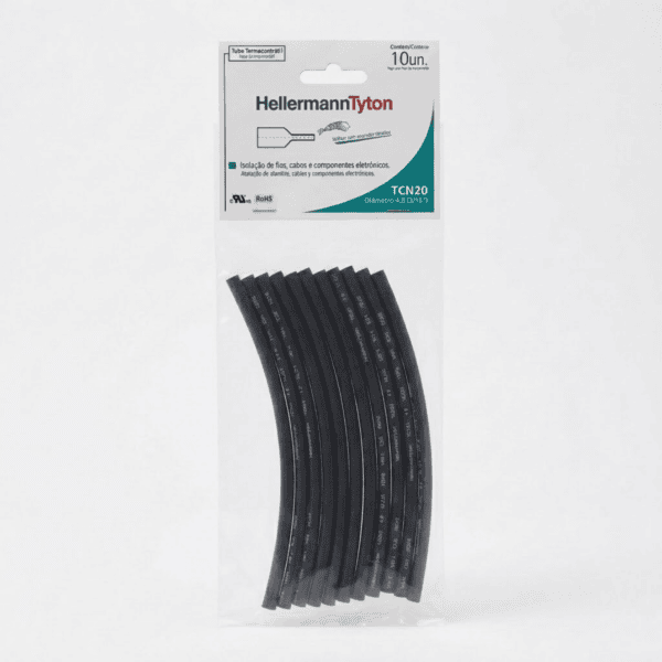 Tubo Termocontrátil 3/16" TCN20 Preto 10 unidades – Hellermann