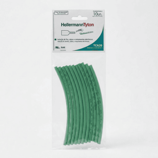Tubo Termocontrátil 3/16" TCN20 Verde 10 unidades – Hellermann