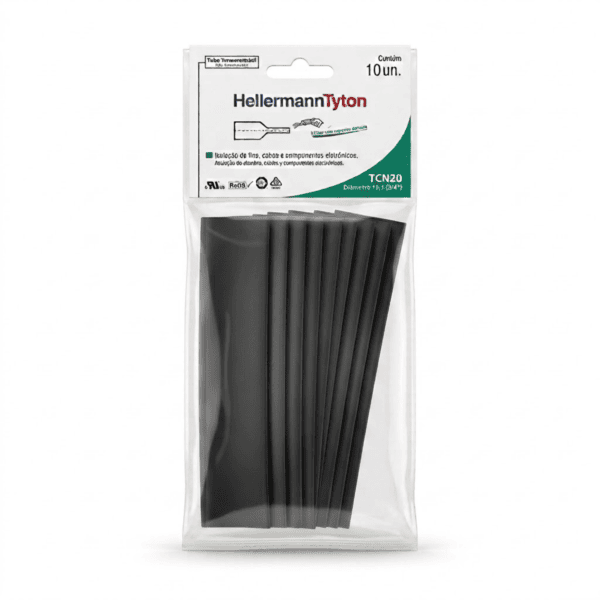 Tubo Termocontrátil 3/4" TCN20 Preto 10 unidades – Hellermann