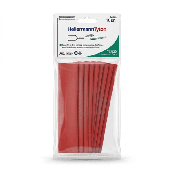 Tubo Termocontrátil 3/4" TCN20 Vermelho 10 unidades – Hellermann