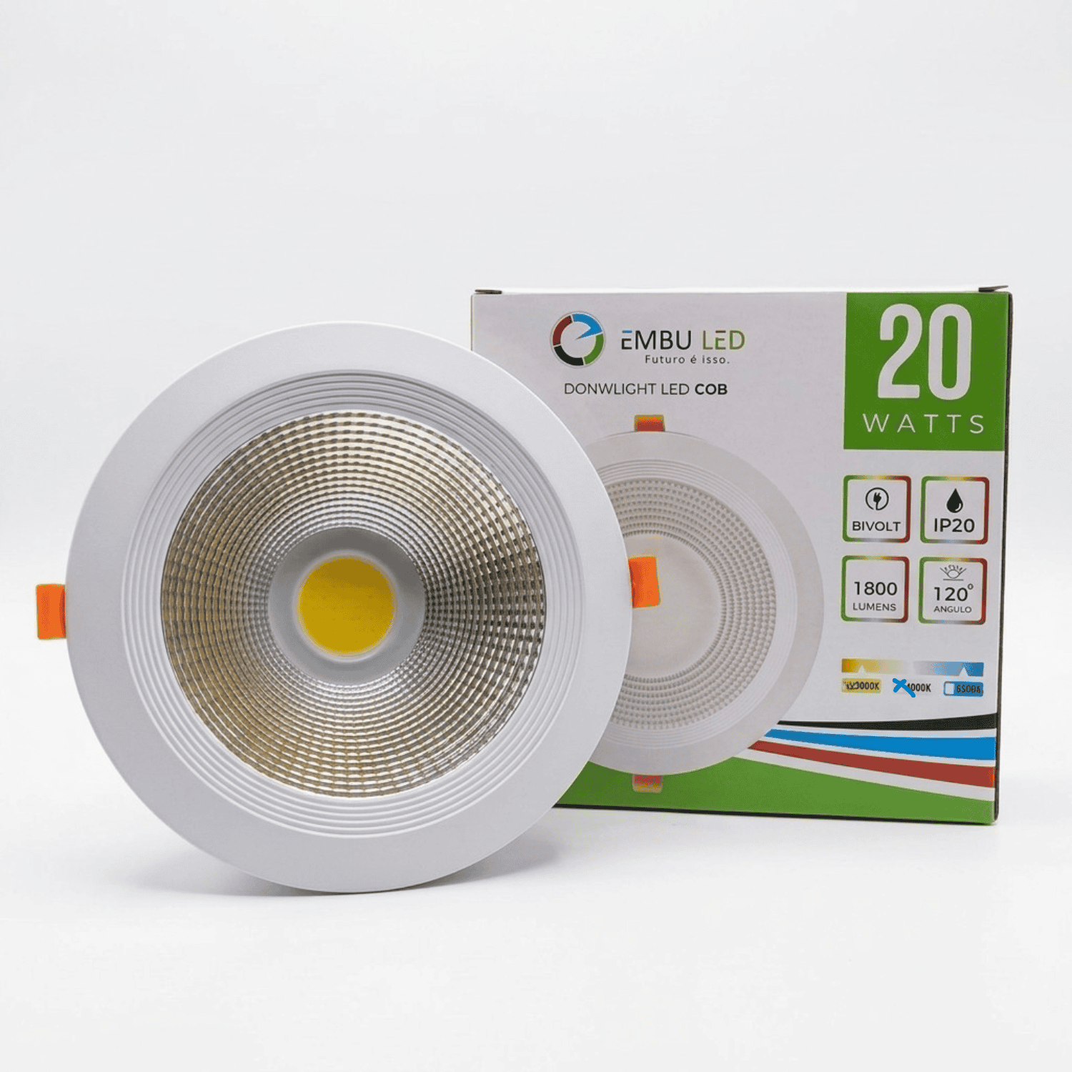 Luminária de embutir Downlight LED COB 20W 4000K embuled