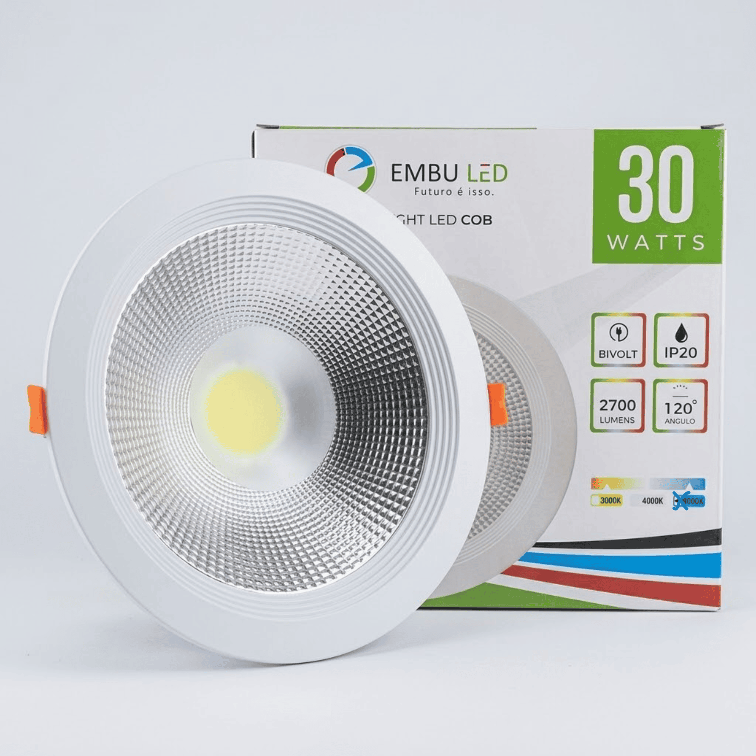 Luminária de embutir Downlight LED COB 30W 6500k embuled-