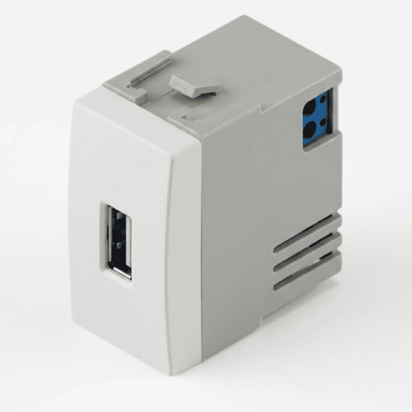Módulo Tomada USB Carregador 2A 5V 10W Bivolt Branco – Linha Sleek – MarGirius