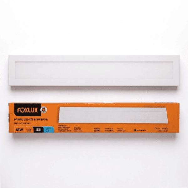 Painel LED Sobrepor 18W 6500K 1260lm Bivolt Retangular 60x10cm - Foxlux