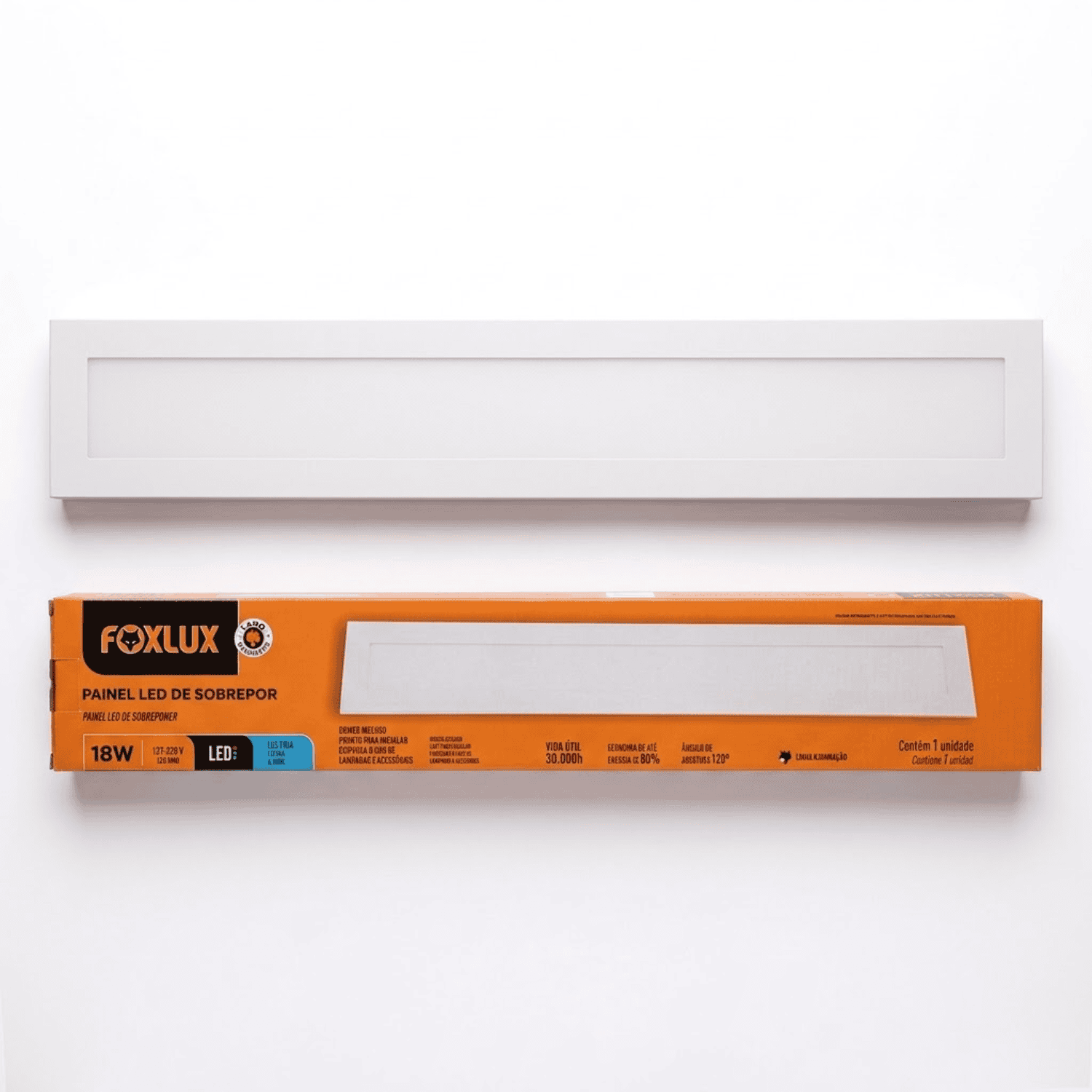 Painel LED Sobrepor 18W Retangurar