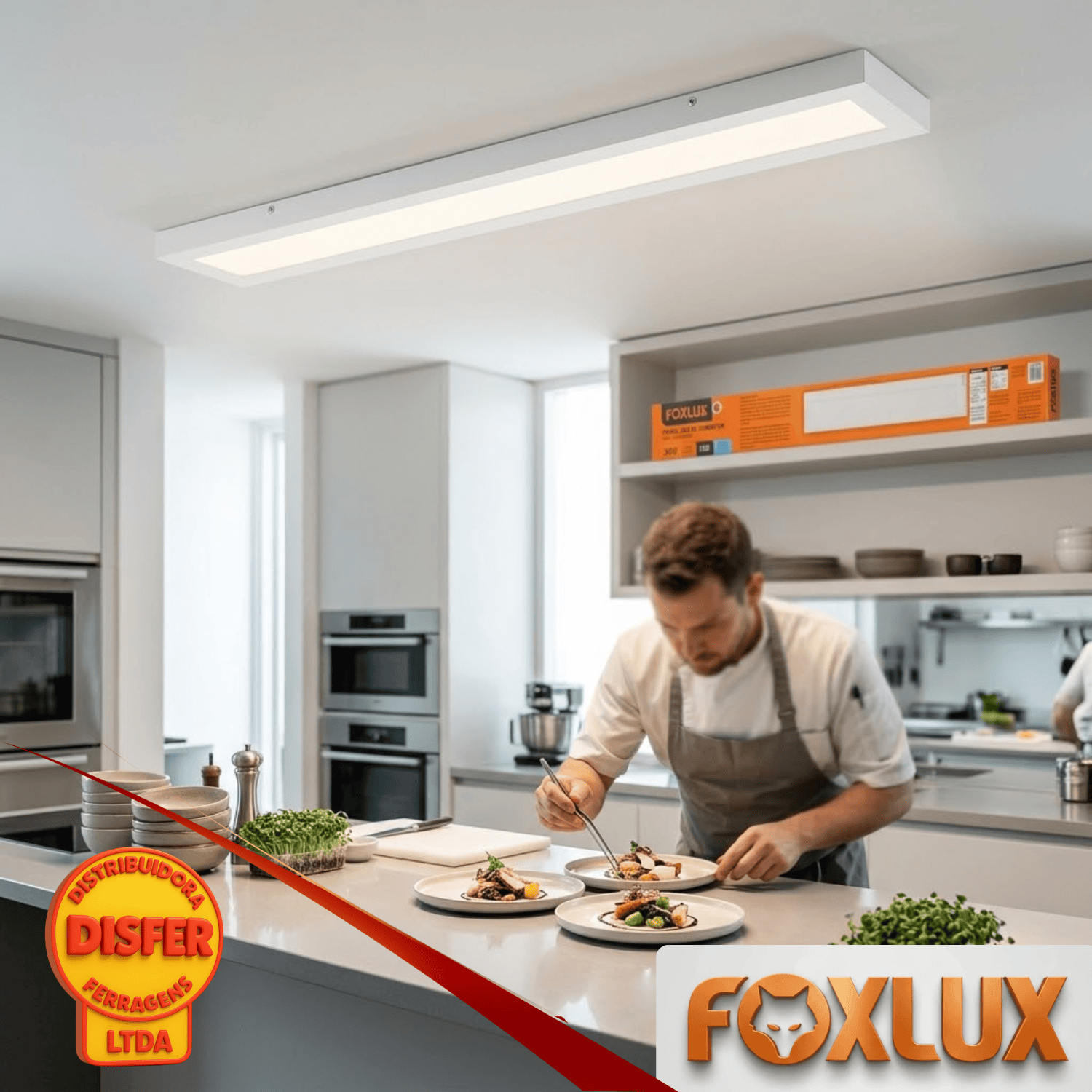 Painel LED Sobrepor 36W Retangurar 4000k foxlux-