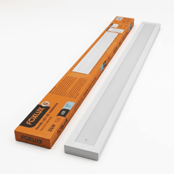 Painel LED Sobrepor 36W 6500K 2520lm Bivolt Retangular 120x10cm - Foxlux
