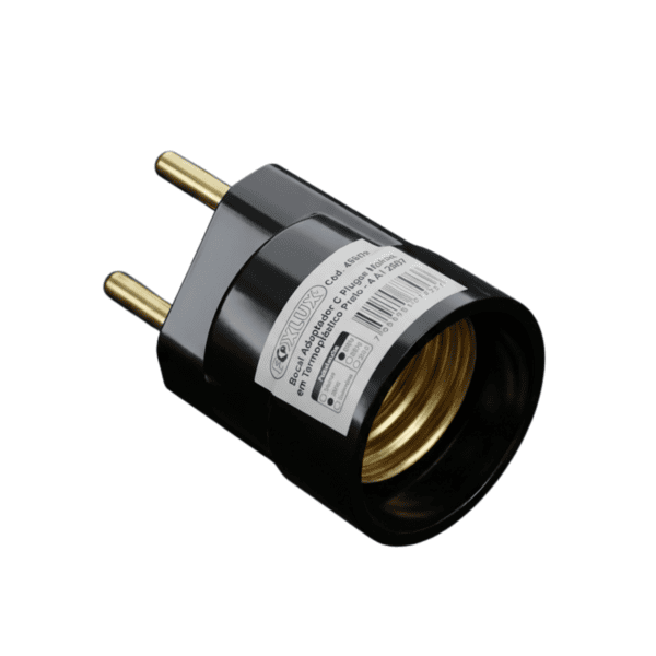 Soquete E27 Adaptador com Plugue Macho Preto – Foxlux