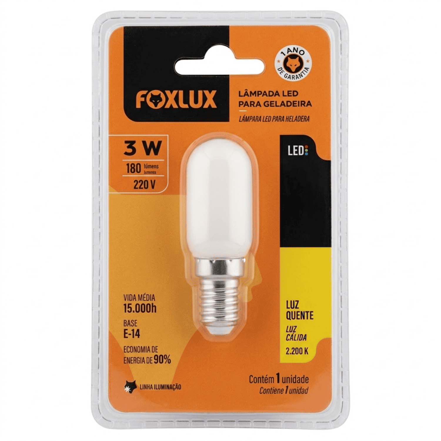 lampada led para geladeira 220v foxlux