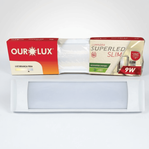 Luminária SuperLED Slim Sobrepor 9W 6500K 25cm Bivolt – Ourolux