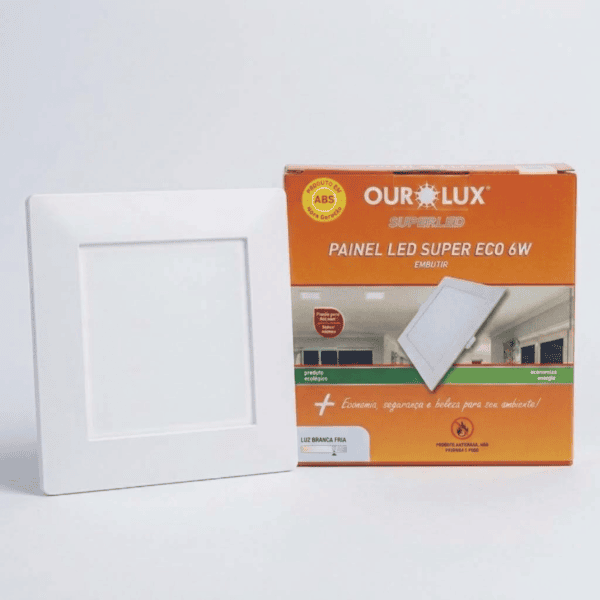 Painel LED de Embutir Superled ECO 6W 6500K 360lm 12cm Bivolt - Ourolux