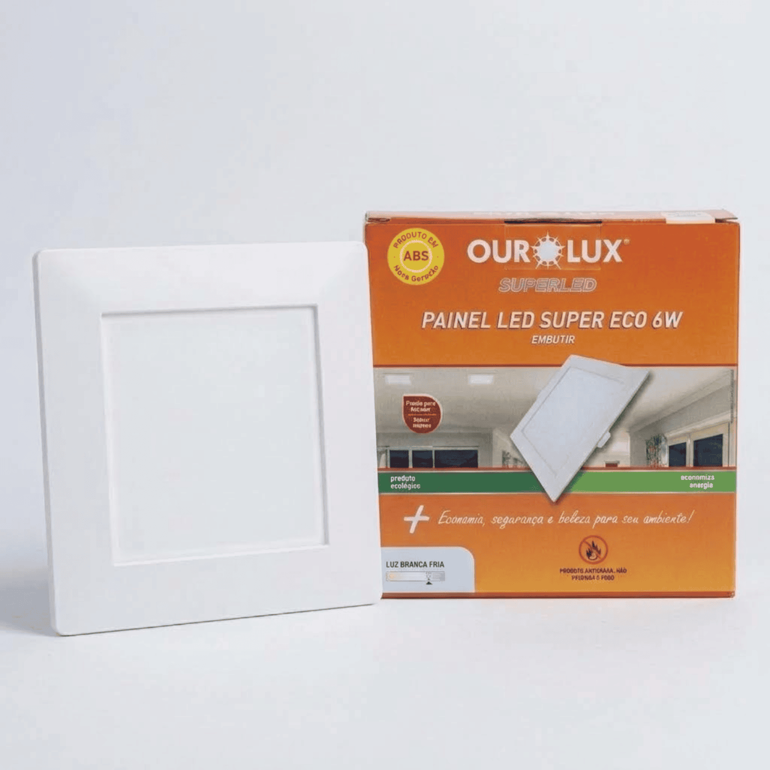 painel embutir quadrado 6W 6500k ourolux