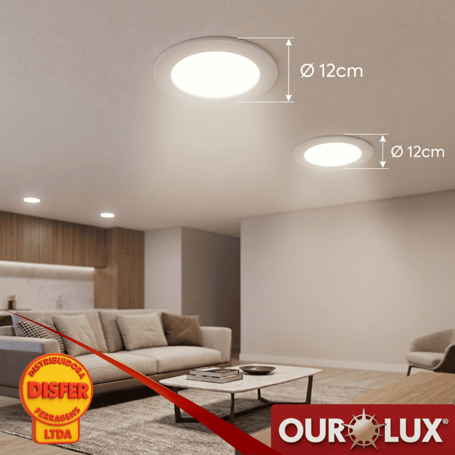 painel embutir redondo 6W 4000k ourolux-