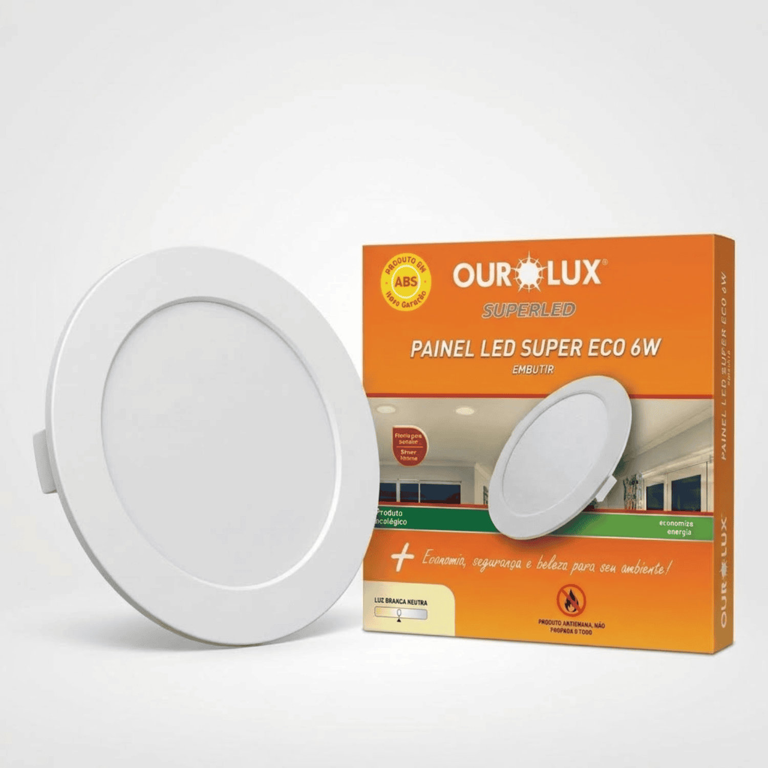 painel embutir redondo 6W 4000k ourolux
