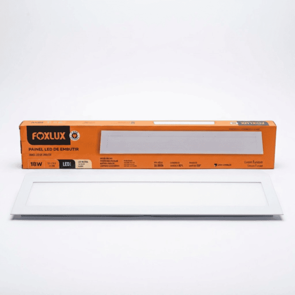 Painel LED Embutir 18W 4000K 1260lm Bivolt Retangular 60x10cm - Foxlux