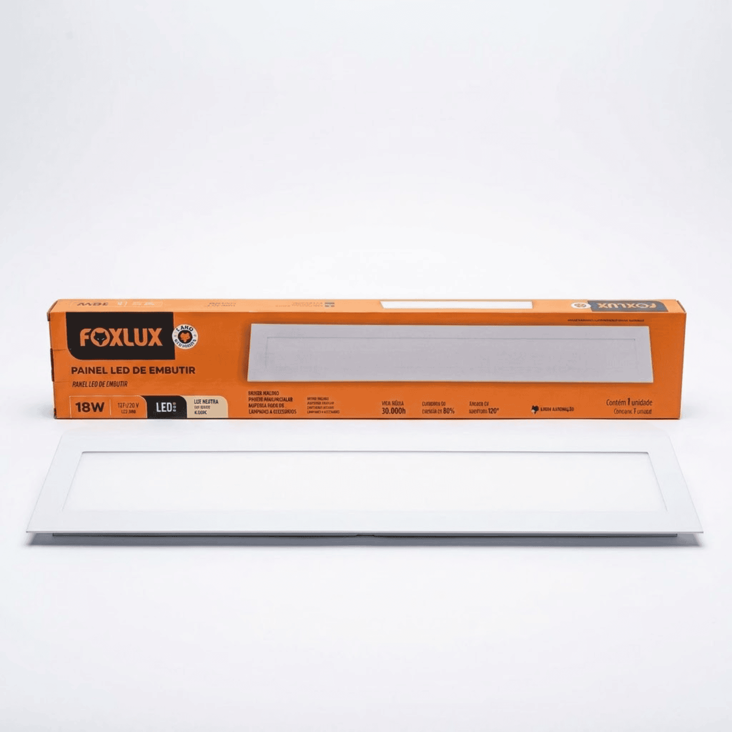 painel embutir retangular 18w 4000k foxlux