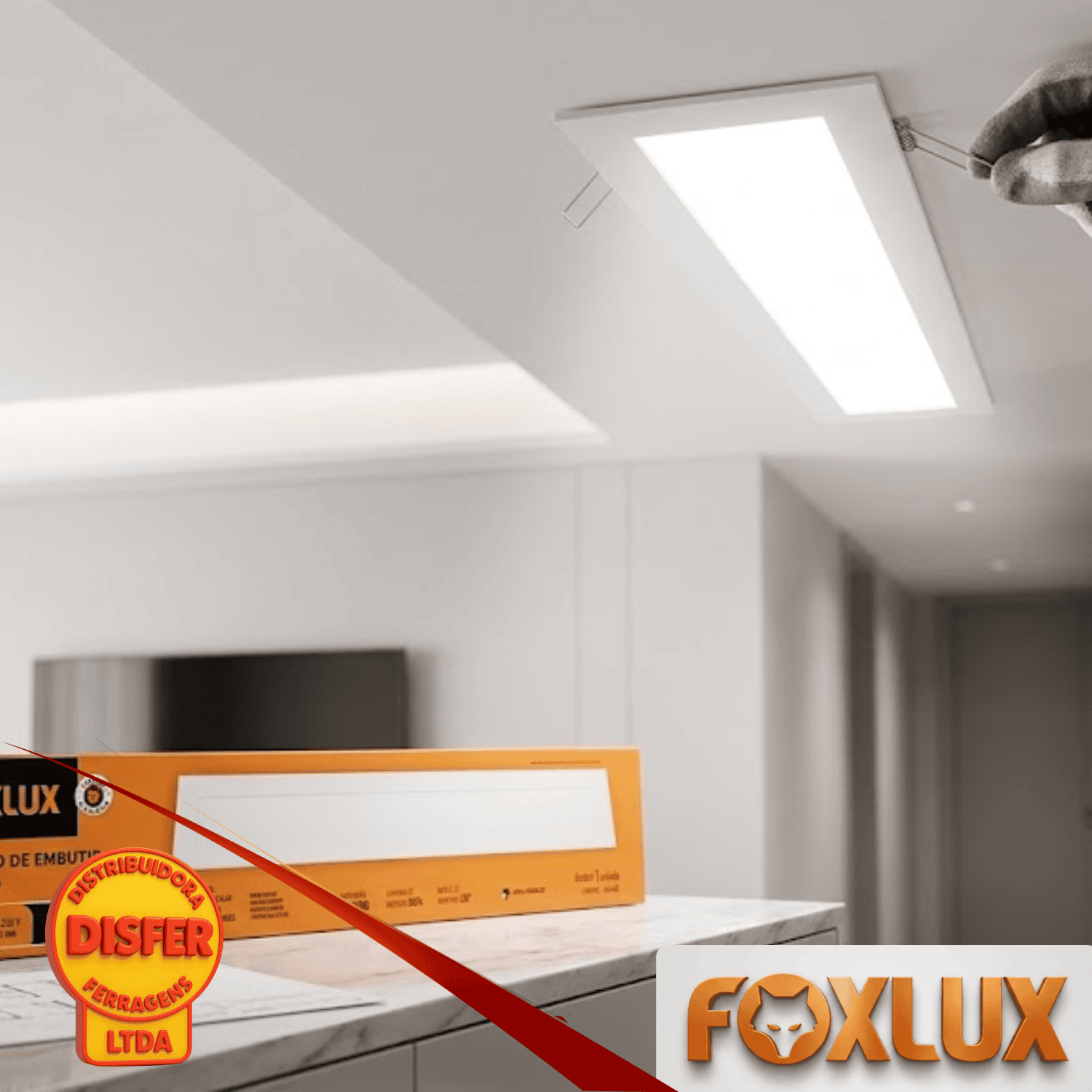 painel embutir retangular 18w 6500k foxlux--