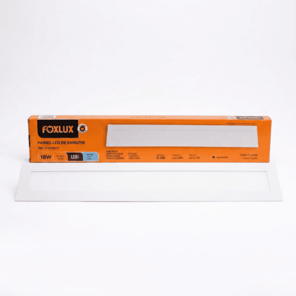 Painel LED Embutir 18W 6500K 1260lm Bivolt Retangular 60x10cm - Foxlux
