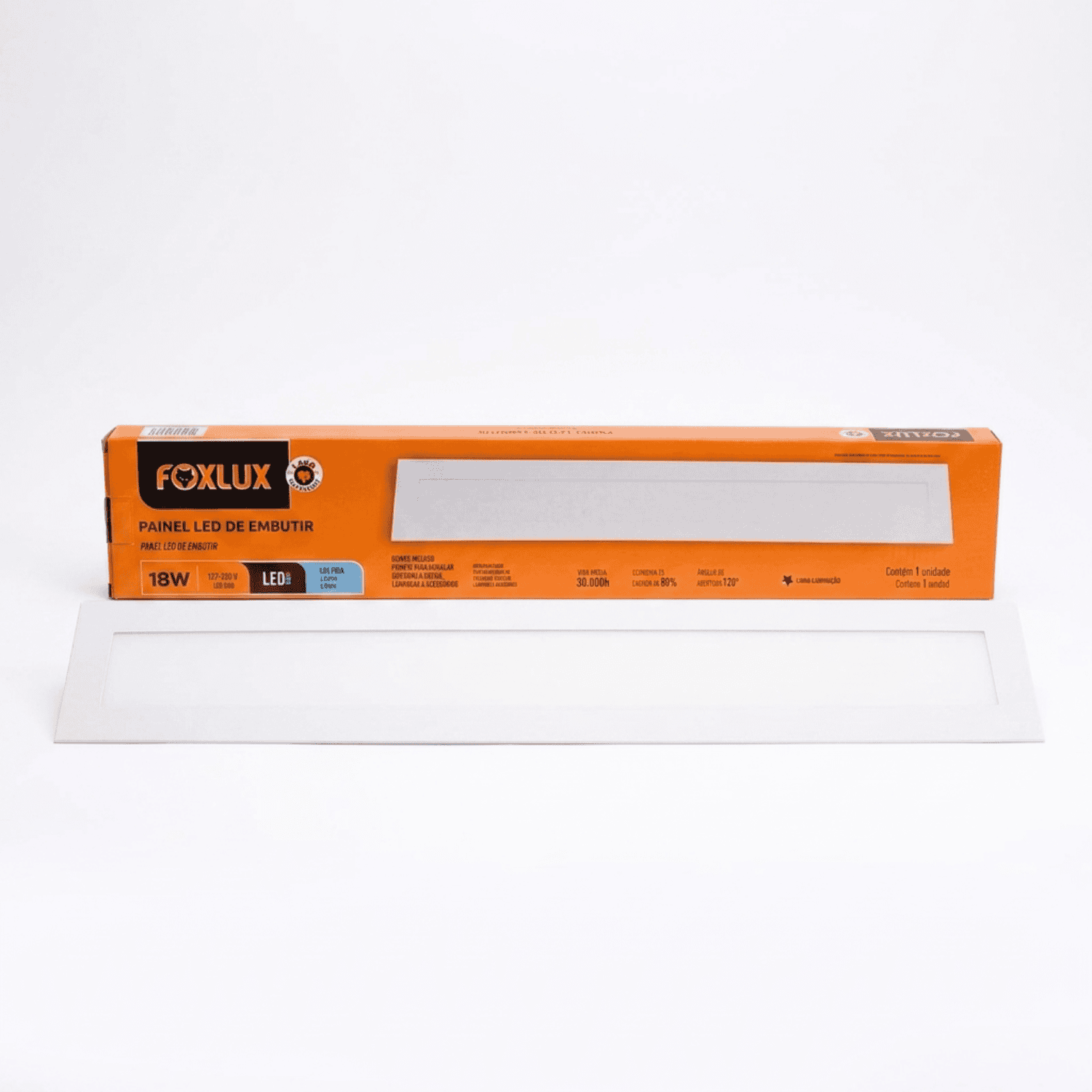 painel embutir retangular 18w 6500k foxlux