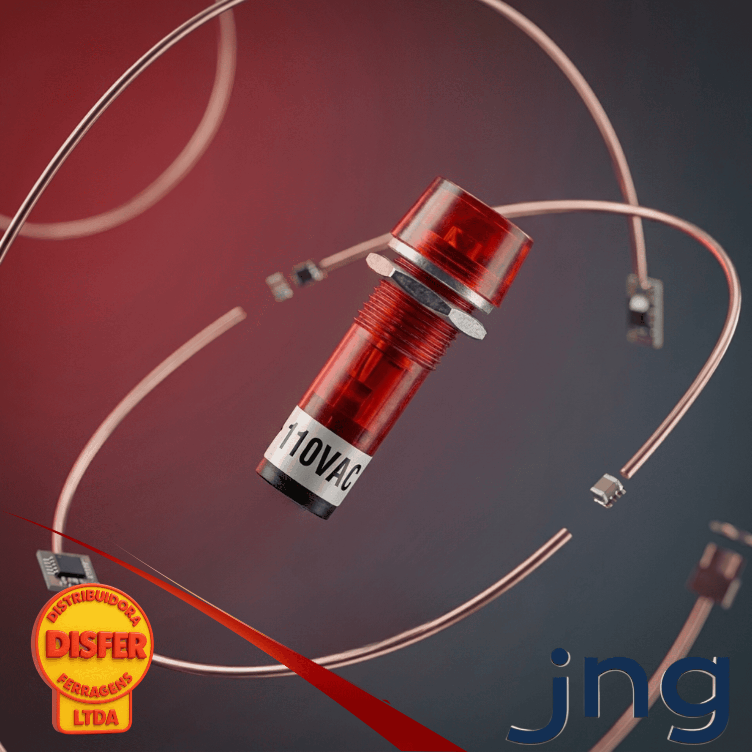 Sinaleiro 110V Olho de boi vermelho jng-