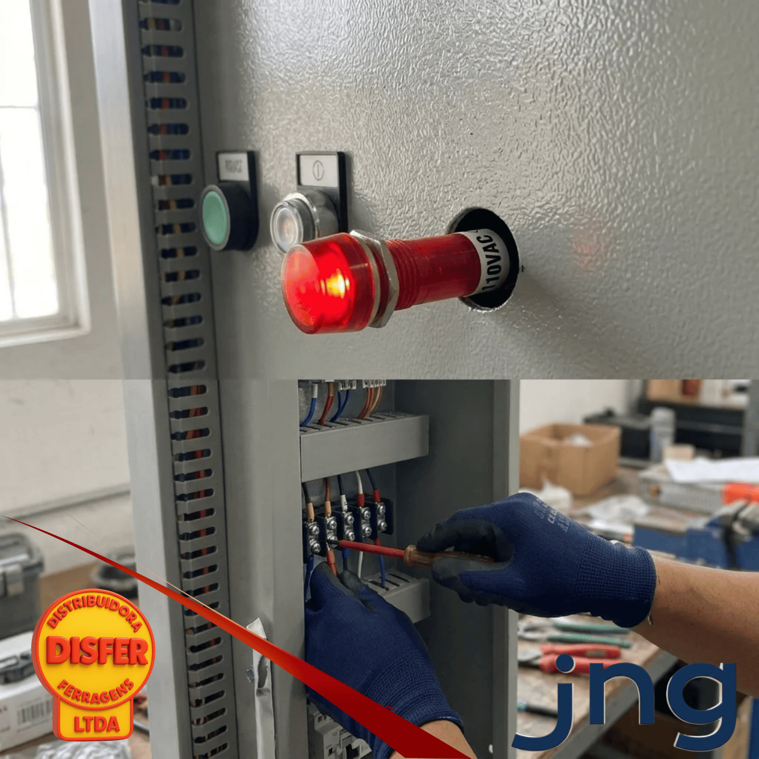Sinaleiro 110V Olho de boi vermelho jng--
