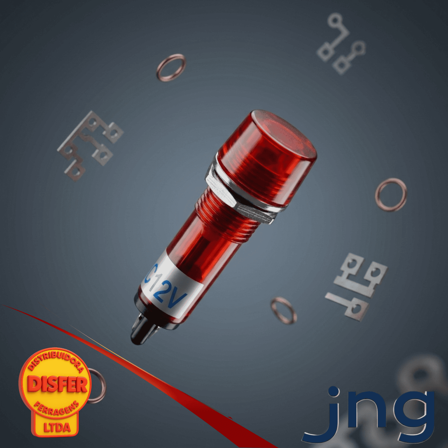 Sinaleiro 12V Olho de boi vermelho-jng